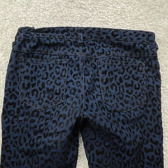 Free People Flocked Cheetah Print Skinny Pant Blue/Black - Picture 6 of 9